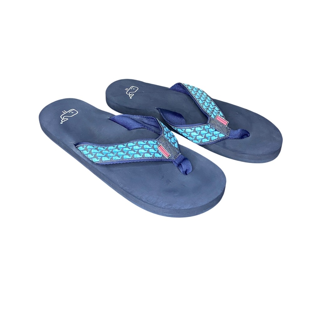 Vineyard Vines Womens Navy Blue Whale Logo Flip Flop Sandals Size 11